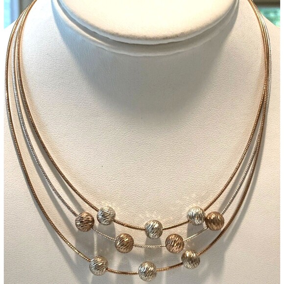 Vintage‎ Dyadema Italy 16.5'' Chain Tiered Necklace Sterling 925 Silver 20.4g - Picture 1 of 8